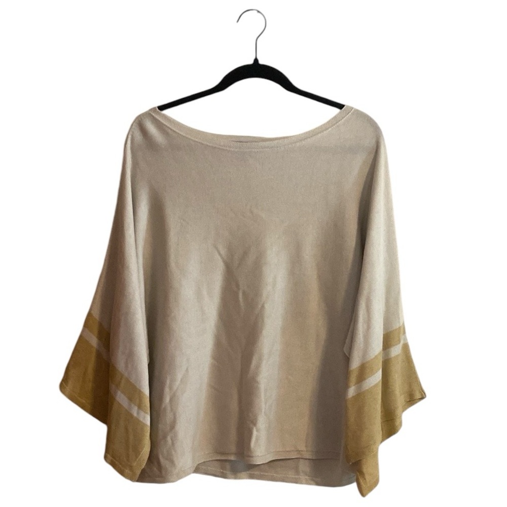 Eileen Fisher Stripe Bateau Boatneck Dolman Split Sleeve Tencel Silk Sweater Top